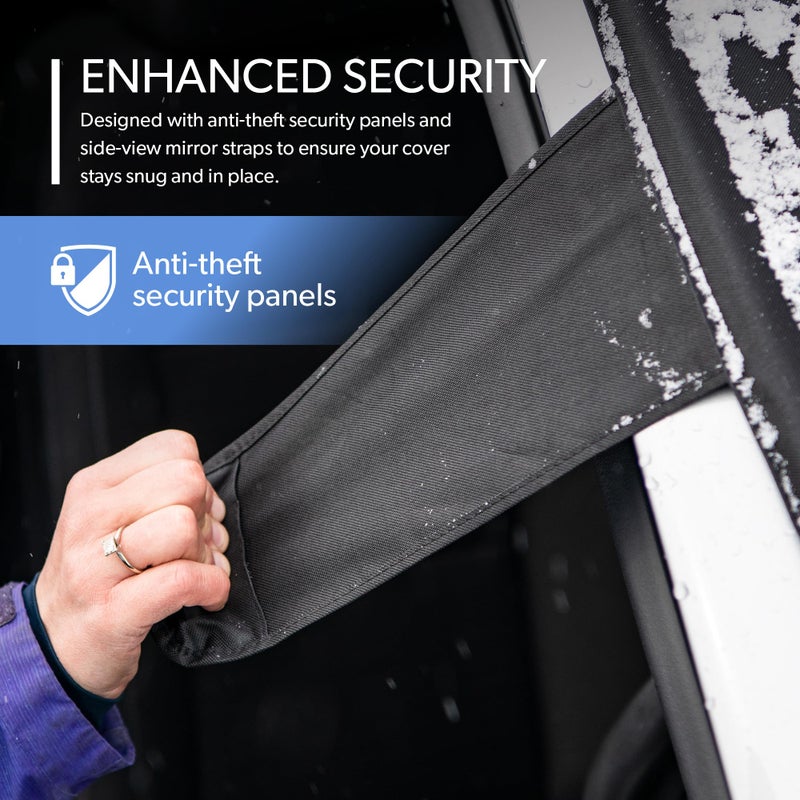 FrostGuard Plus | Winter Windshield Cover for Ice and Snow, Standard Size (Black) - Built-in Security Panels, Wiper Blade Coverage + Mirror Covers - Fits Standard Size Cars, 59 x 41 Inches - Image 4